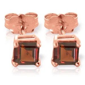 1 Carat 14K Solid Rose Gold Caress Garnet Stud Earrings