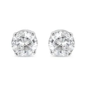 10K White Gold 1/5 Cttw Round Brilliant-Cut Near Colorless Diamond Classic 4-Prong Stud Earrings (H-I Color, I2-I3 Clarity)