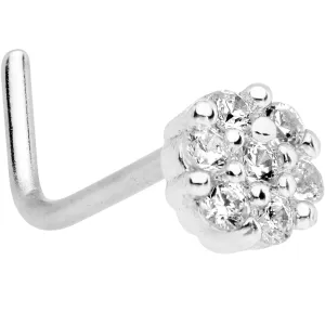 1/4 Clear CZ Gem Cute Cluster L Shaped Nose Ring