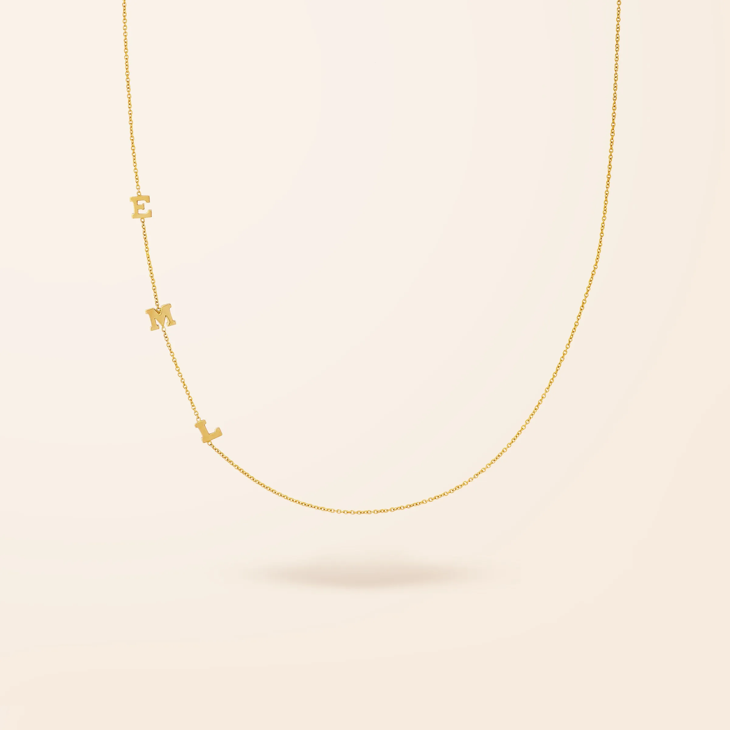 14K Gold Asymmetrical Initial Necklace