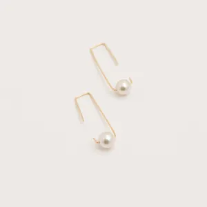 14K Gold Minimalist Pearl Drop Earrings