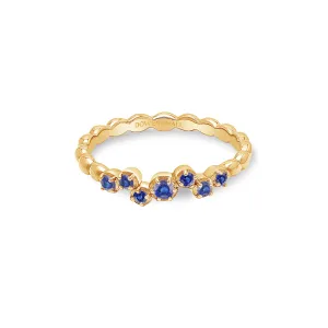 14k Stargazer Narrative Ring with Blue Sapphire