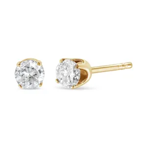 14K Yellow Gold 1/6 Cttw Round Brilliant-Cut Diamond Classic 4-Prong Stud Earrings (L-M Color, I1-I2 Clarity)