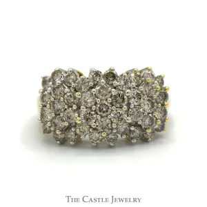 1.75cttw Round Diamond Cluster Band in 10k Yellow Gold