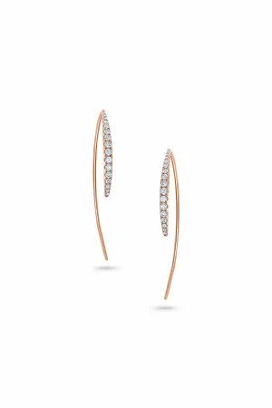 18kt Rose Gold Diamond Curve Earrings