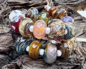 21 Brown Orphans Lampwork Beads Set SRA