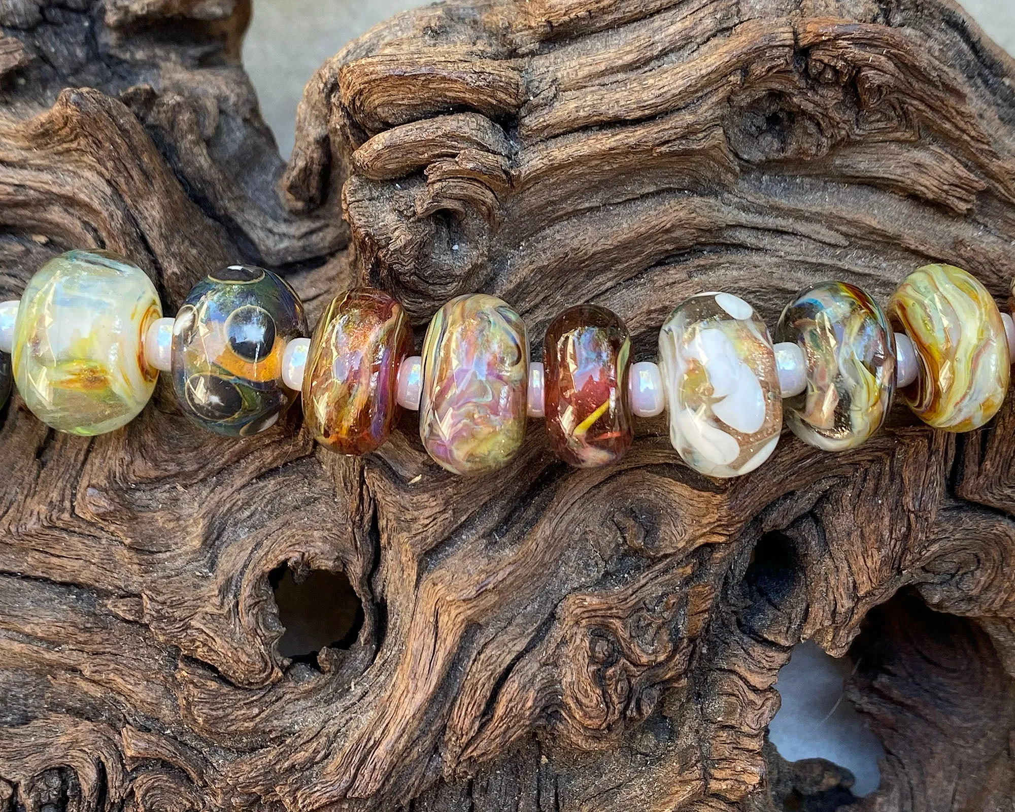 26 Brown Orphan Mix Lampwork Beads Set SRA