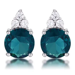 Abigail Simple 9mm Blue Green Round Stud Earrings | 3.1ct