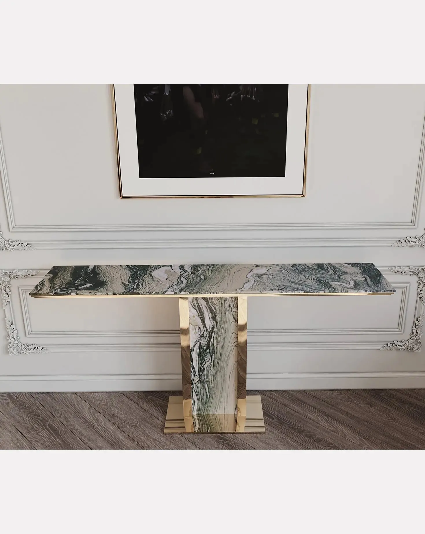 Afon Cipollino Verde Marble Console Table