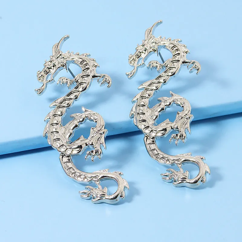 Alloy Dragon Shaped Earrings Set - Europe & America Trendy Dragon Earrings