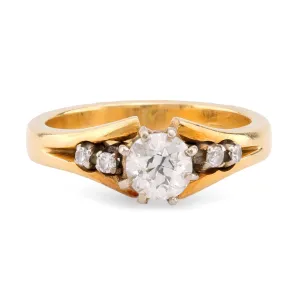 Antique Diamond 18K Yellow Gold Engagement Ring