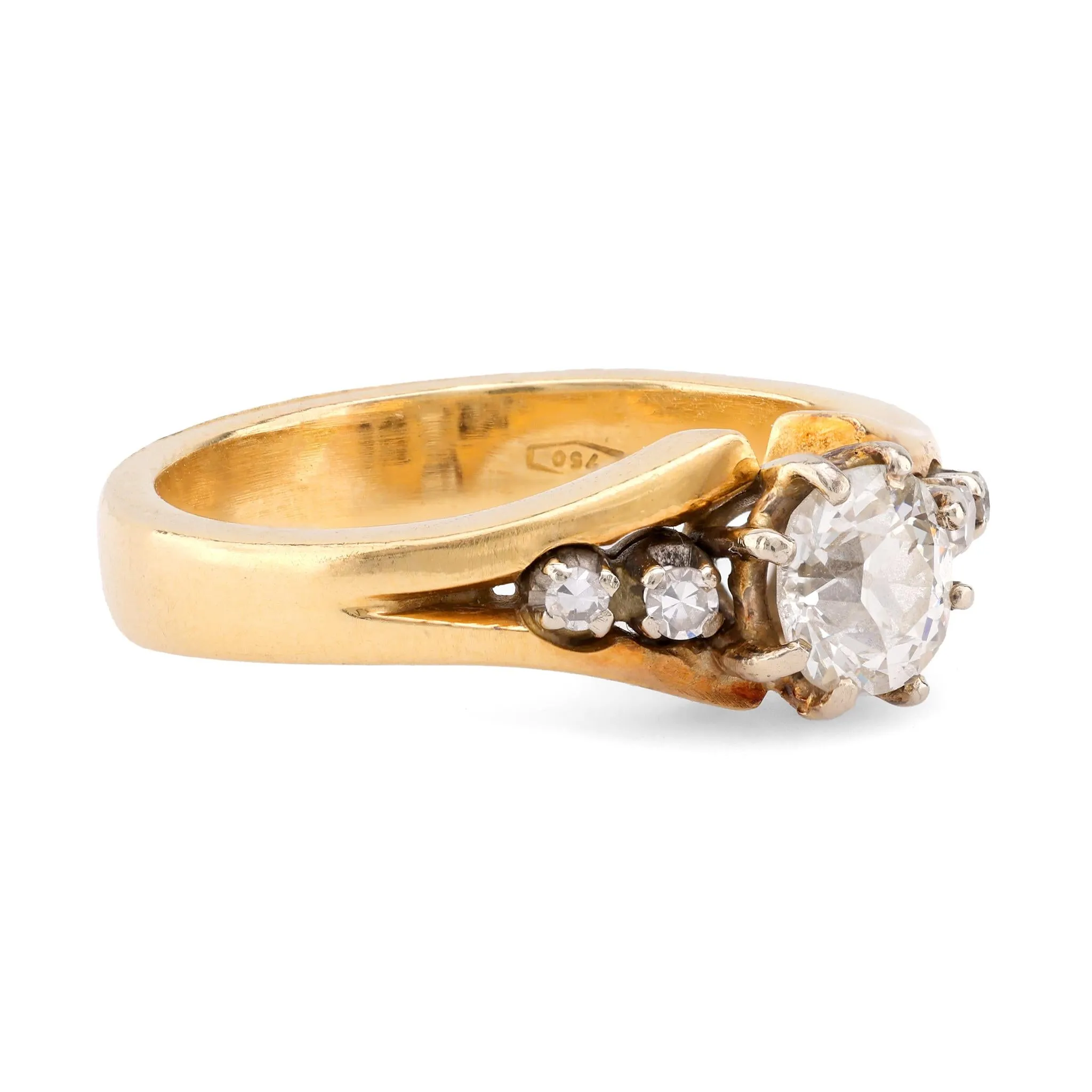 Antique Diamond 18K Yellow Gold Engagement Ring