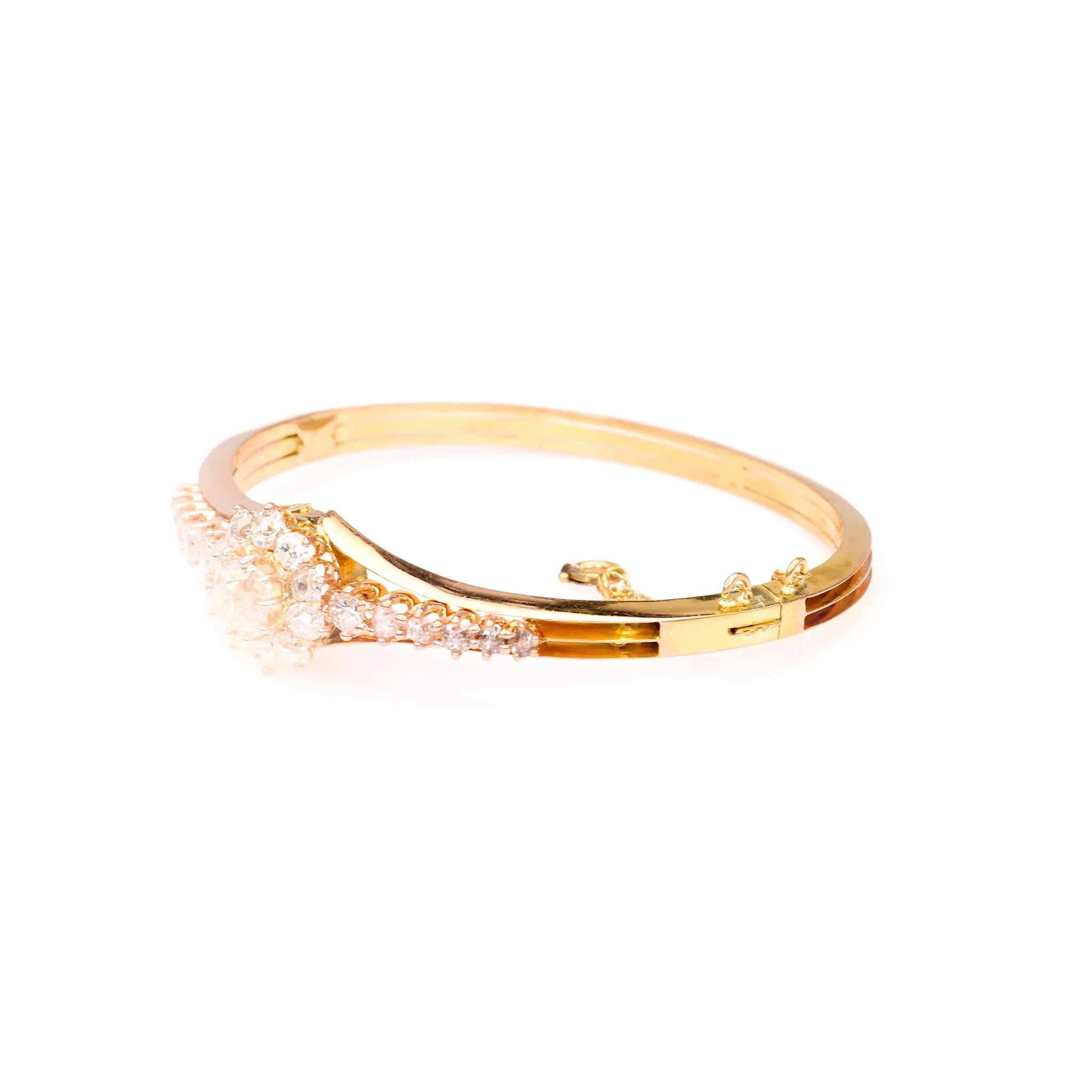 Antique French Diamond 18k Rose Gold Bangle Bracelet