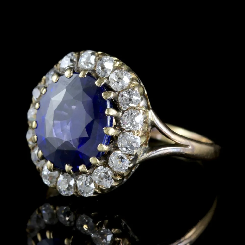 Antique Victorian Sapphire Diamond Cluster Ring Circa 1880