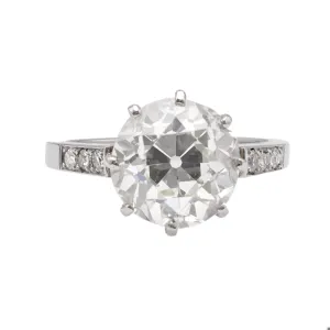 Art Deco GIA 4.28 Carat Old European Cut Diamond Platinum Ring