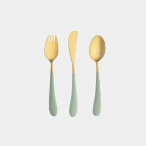 Baby Matte Gold 3-Piece Place Setting in Celadon