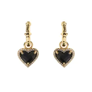 Black Bella Heart pendant CZ Earrings