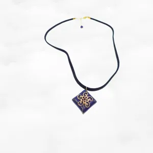 Black Choker Necklace with Lapis