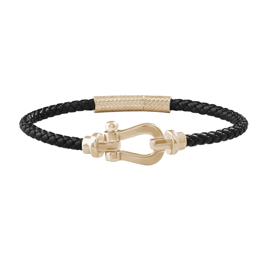 Buckle Leather Bracelet in Gold