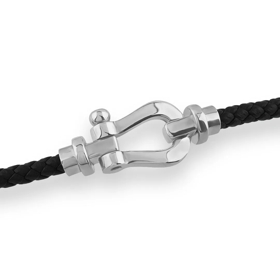 Buckle Leather Bracelet in Silver