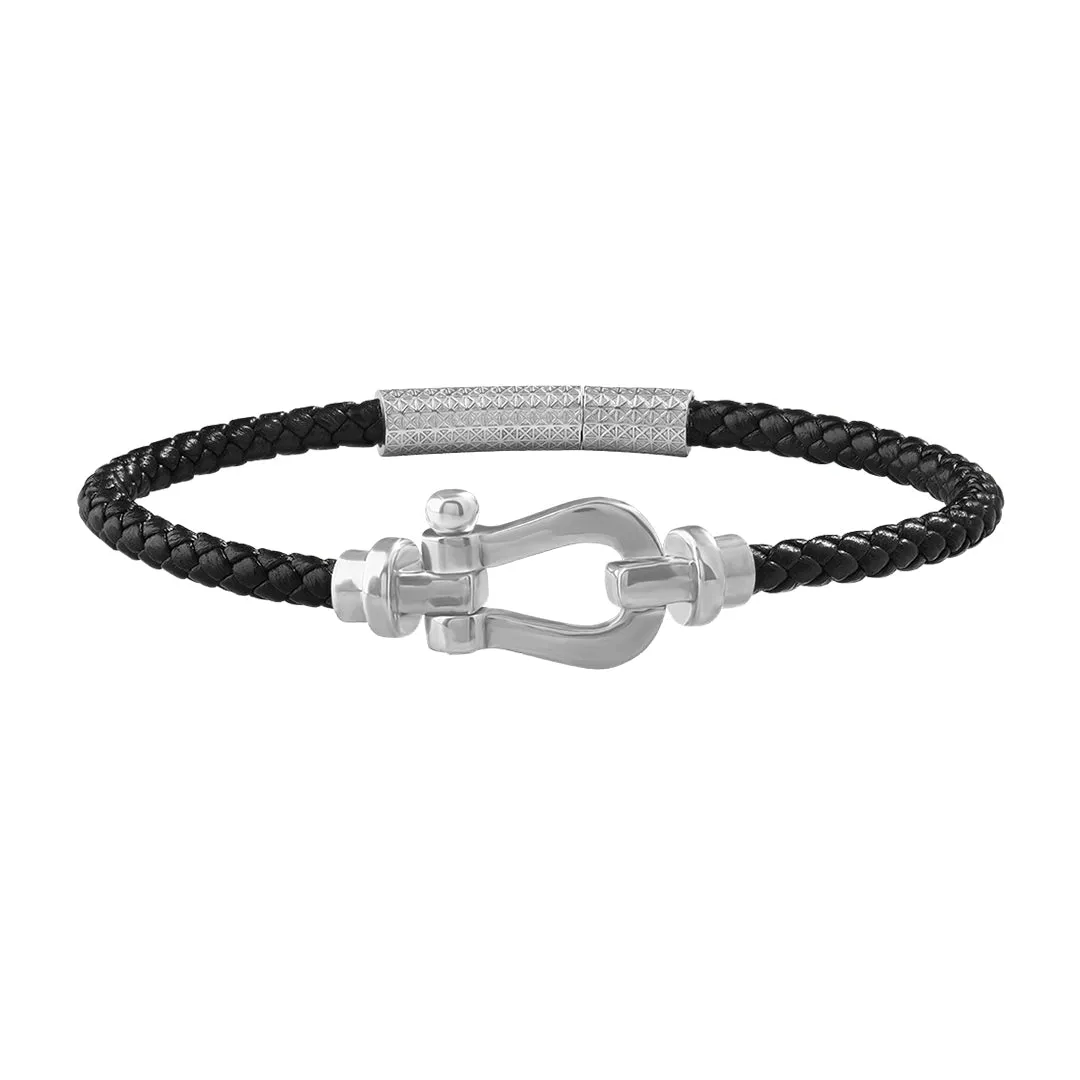 Buckle Leather Bracelet in Silver