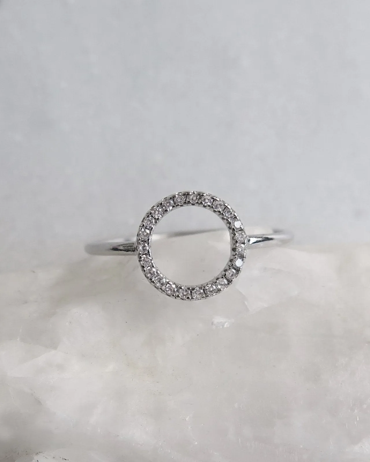 Circle CZ Ring  - Sterling Silver