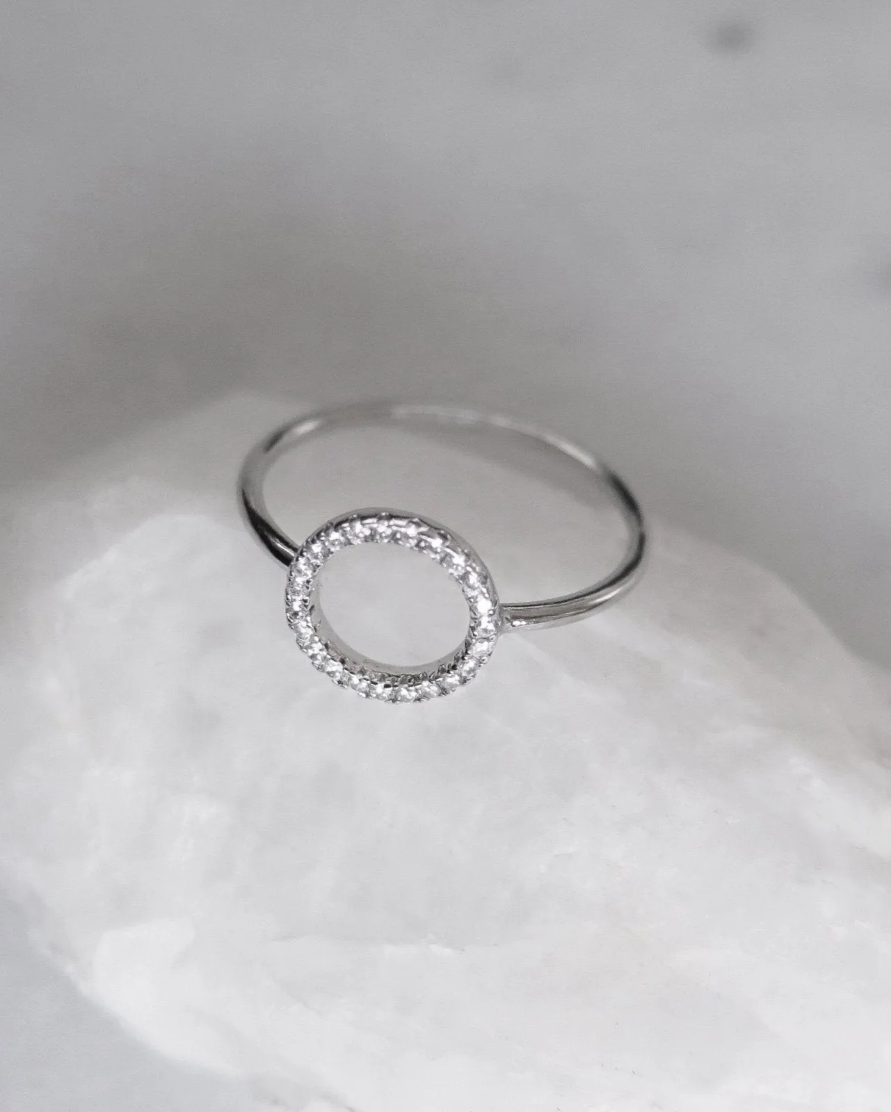 Circle CZ Ring  - Sterling Silver