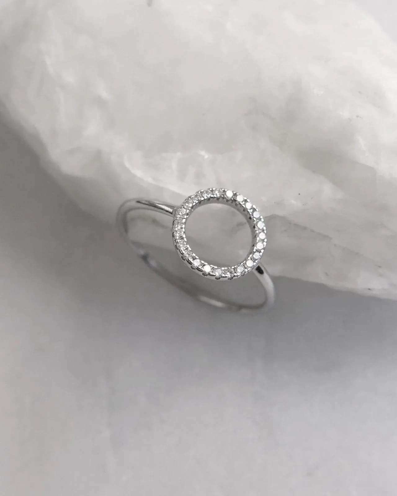 Circle CZ Ring  - Sterling Silver