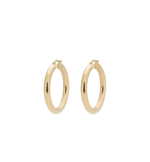 Classic Round Hoop Earrings (S) 14K