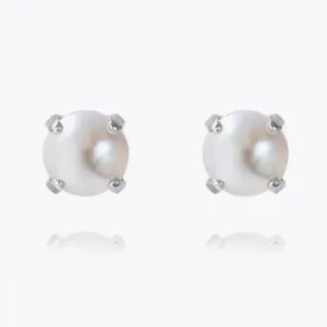 Classic Silver Pearl Stud Earrings