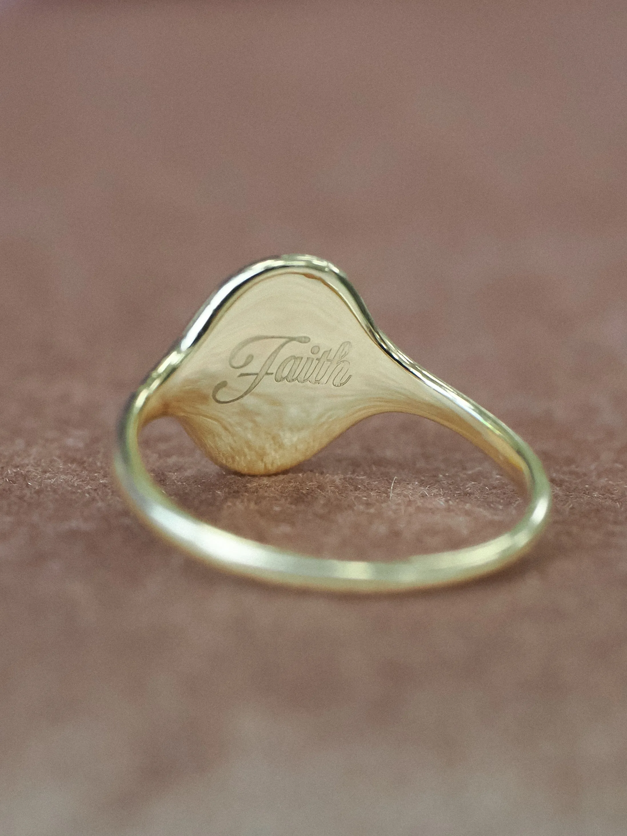 Diamond 14K Yellow Gold Initial Signet Ring - Heirloom (Engravable)