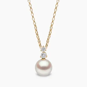 Diamond Classic 18K Gold Akoya Pearl and Diamond Pendant