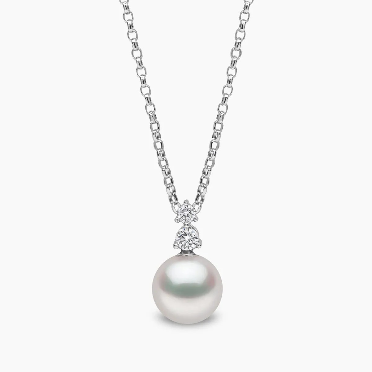 Diamond Classic 18K Gold Akoya Pearl and Diamond Pendant