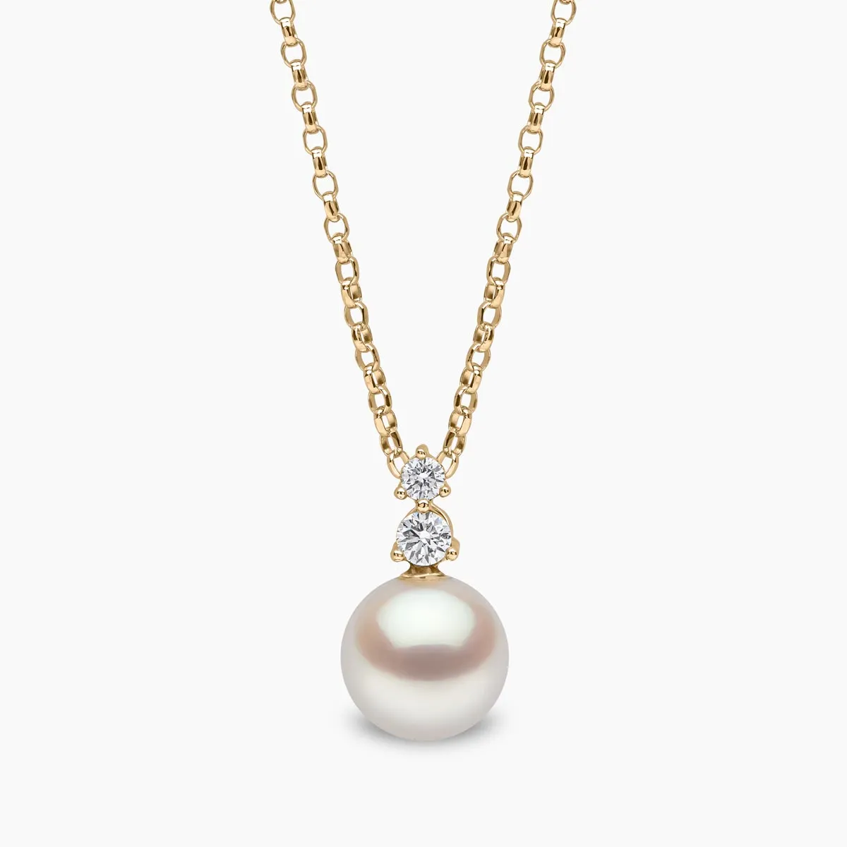 Diamond Classic 18K Gold Akoya Pearl and Diamond Pendant