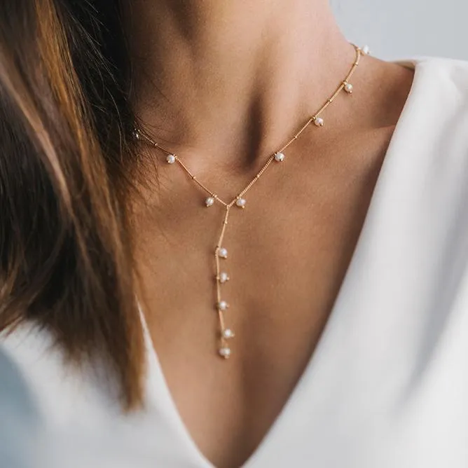 Dot Pearl Lariat Necklace