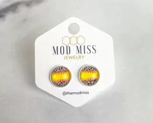 Druzy Stud Earring Leopard Softball