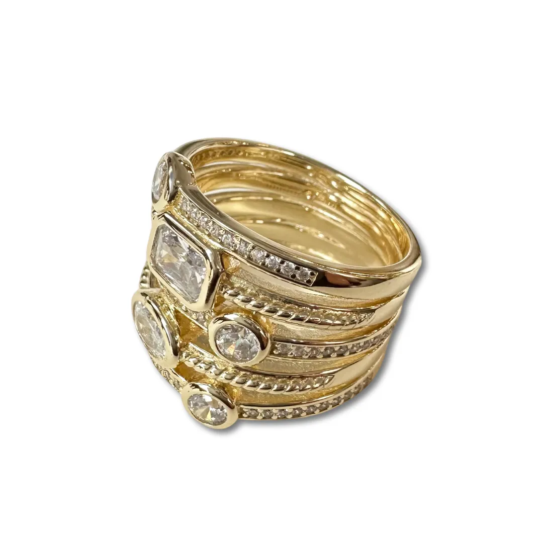 Dyana Geometric Stacked Statement Ring