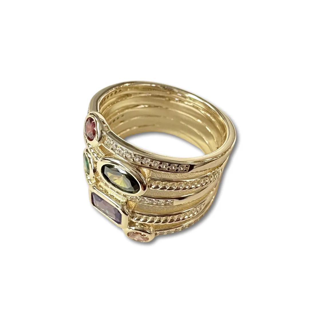 Dyana Geometric Stacked Statement Ring