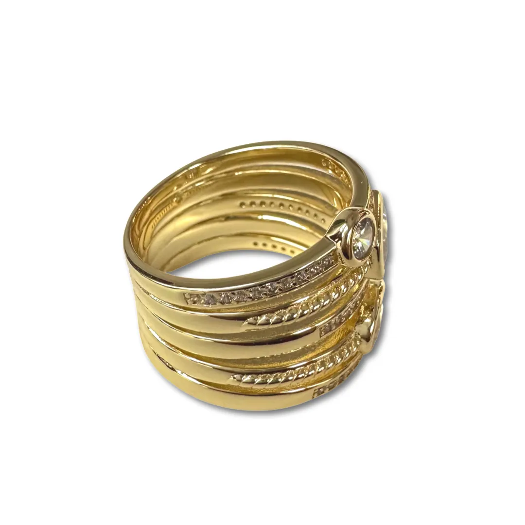 Dyana Geometric Stacked Statement Ring