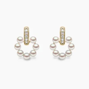 Eclipse 18K Gold Pearl and Diamond Moon Earrings