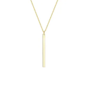 FANCIME Minimalist Bar Vertical Drop 14K Yellow Gold Necklace