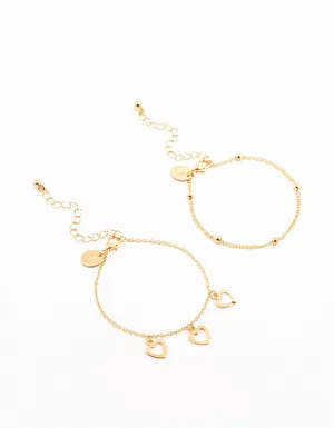 Gold Cut Out Heart Bracelets 2-Pack