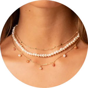 Golden Pearl Dewdrop   Circles in the Sand Necklace Stack