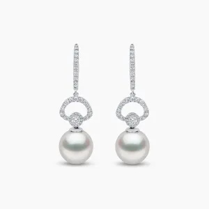 Jazz 18K Gold Pearl and Diamond Drop Earrings