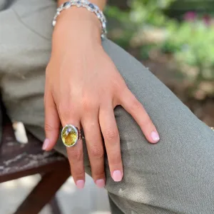 Lemon Quartz Rose Cut Ring - Lila