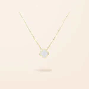 Limited Edition 14K Gold Single Mini Mother of Pearl Clover Necklace