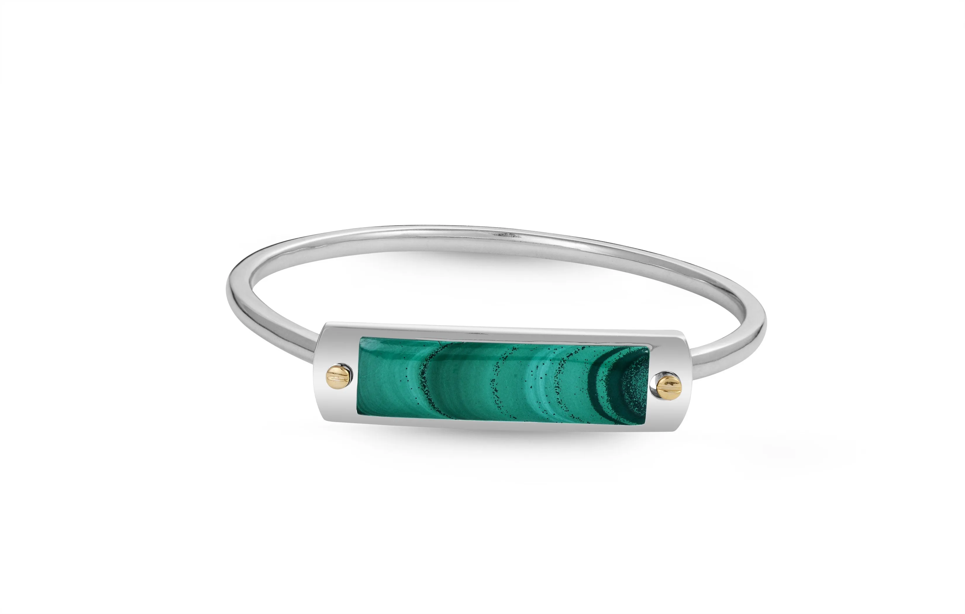 Malachite Big ID Cuff Bracelet in Sterling Silver