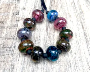 Mini Colorful Swirls Lampwork Beads SRA