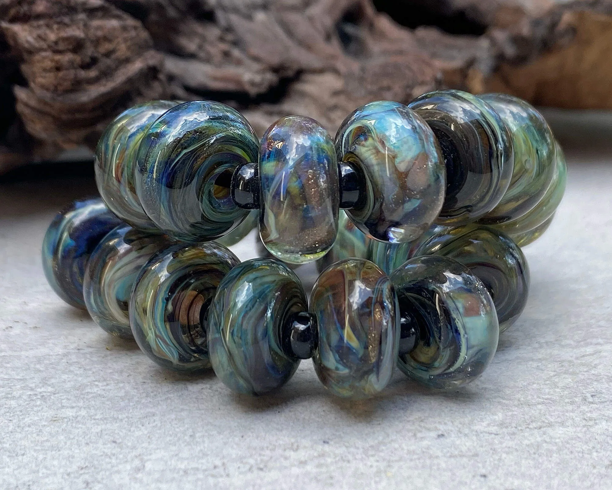 Ocean Mist Glitter Multicolor Lampwork Beads Set SRA