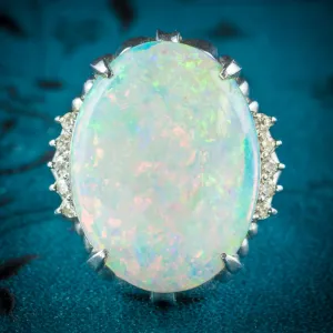 Opal Ring Platinum 10.84Ct Opal